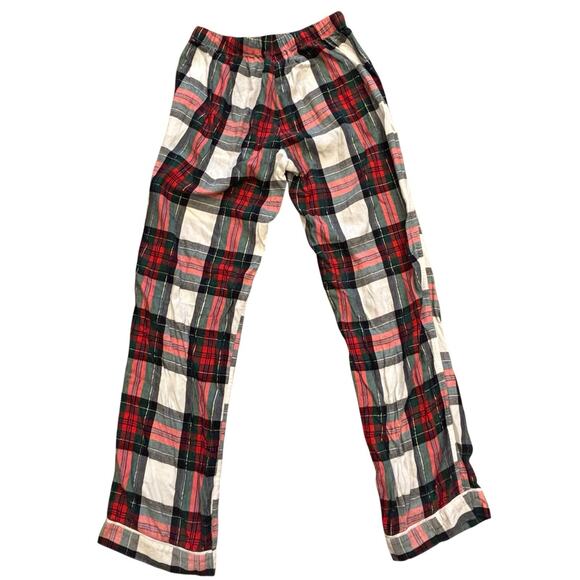Victoria's Secret Signature Holiday Tartan Plaid Pajamas Gold Thread Pockets XS - Picture 2 of 6